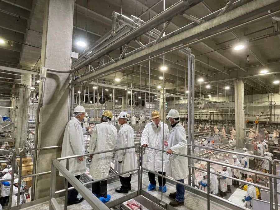 USDA inspectors at a meatpacking plant